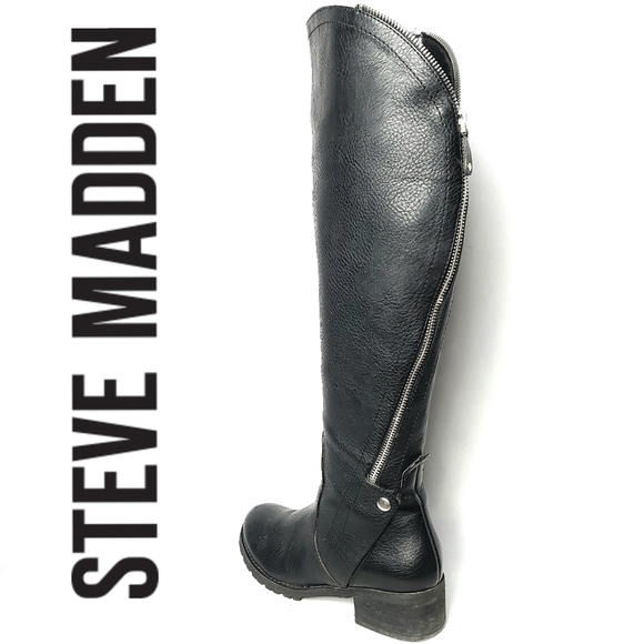 Steve Madden Marina OTK Snap Zip Side Detail Boot EUR36 Black - Picture 1 of 7